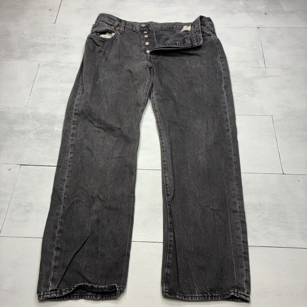 Levis 501 Original Fit Jeans Mens 38x32 Black 150th Anniversary Denim Pants